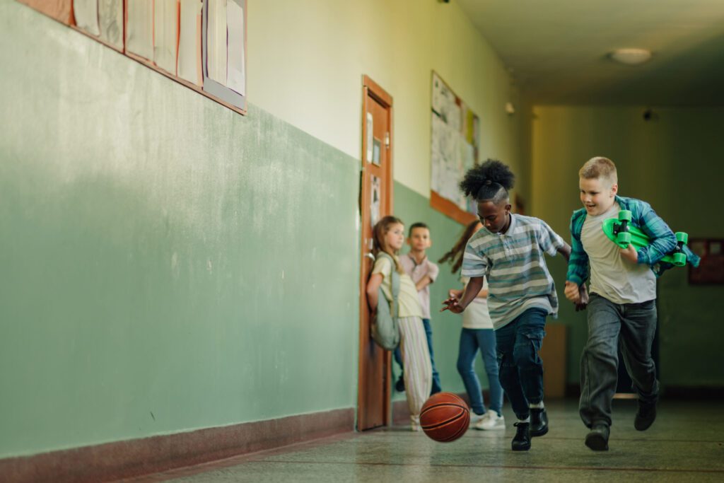 Students running in athletics